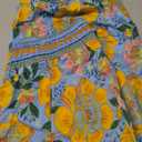 BTFBM Floral Wide Leg Pants Woman Spring Summer 2026 Smocked Elastic Waist Long Pant Resort Wear Beach Vacation Outfits(Light Blue, Large)
