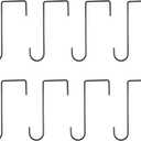 uxcell 8 Pcs Black Powder Coated Metal Vinyl Fence Hooks, Modern Neutral Over-the-Door Mount Hooks for Hanging Outdoor Lights Plants Bird Feeders
