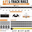 4 Pack 4ft L Track Rail Tie Down, Aluminum 4000 lbs 8 End Caps