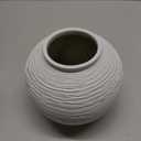 Rustic Farmhouse Vase Home Decor - 6 in Ceramic Boho Rustic Ribbed Whitewash