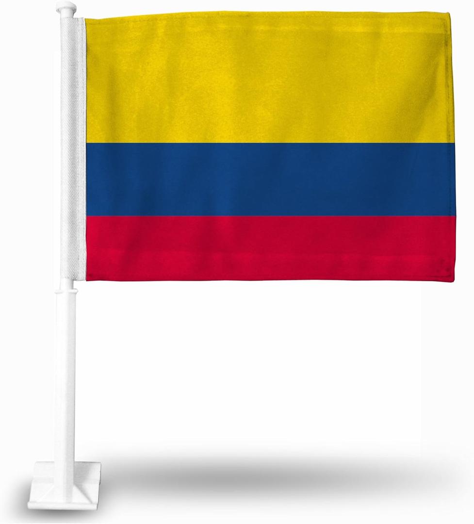 National Soccer Team Car Flag, with White Pole