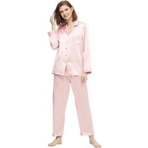 LilySilk Silk Pajamas for Women Pure Full Length Long 22 Momme 100% Mulberry Silk Luxury (Medium, Light Pink)
