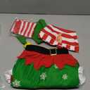 Christmas Girls Elf Costume: 6-Pack Kit Kids Holiday Helper Outfit with Velvet Dress Shoes Hat Belt Sock Ear