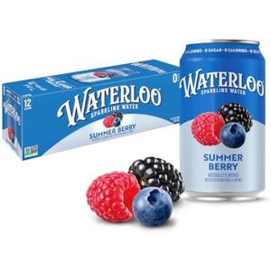 Waterloo Sparkling Water, Summer Berry, 12 Fl Oz Cans (Pack of 12) | Naturally Flavored, Zero Calories and Zero Sugar or Sweeteners Exp. 06/03/2027