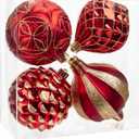 Hollyone 4.7 Inch Large Red and Gold Christmas Ornaments 4Pcs Balls Ornaments Shatterproof Christmas Hanging Ornaments for Xmas Tree Decor with Hook Wedding Party Wreath Home Decor (Red & Gold, 120mm)