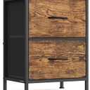 SONGMICS Dresser for Bedroom, Chest of Drawers, Nightstand, Steel, MDF, 2 Non-Woven Fabric Drawers, Storage Organizer Unit, Closet, Entryway, Rustic Brown and Ink Black ULGS312B02S