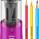 AFMAT Electric Pencil Sharpener for Colored Pencils, Auto Stop, Fast Sharpen in 3s, Large Hole Pencil Sharpener Plug in for 6-12mm No.2/Jumbo Pencils PS91 (Purple)