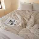 Twin Size Comforter Sets - Double-Sided Cozy Super Soft Breathable Lightweight Comforter for All Season, 2Pcs Microfiber Bed Comforter Twin Size Bedding Set, Beige 68"x86"
