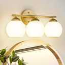 Emak Modern 3-Light Globe Vanity Light, Gold Bathroom Light Fixtures with Milk Glass Shade for Bathroom, VL114-GD-ML-3