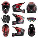 Adult Dirt Bike Helmet DOT Approved, Full Face Off Road Motorcycle Helmet | Motocross Helmet Set with Gloves,Goggles & Mask,Ideal Gift for Men,Women, ATV UTV BMX ,Entry-Level and Recreational Use, Large