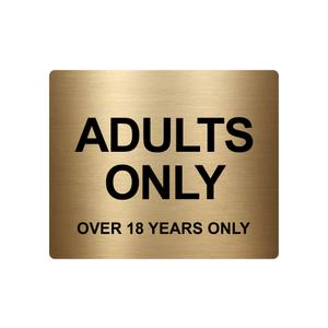 ADULTS ONLY (Over 18 Years Only), Adhesive Sticker Notice Door Security Sign, SILVER/GOLD/RED/YELLOW (Size 12cm x 10cm) (Gold)