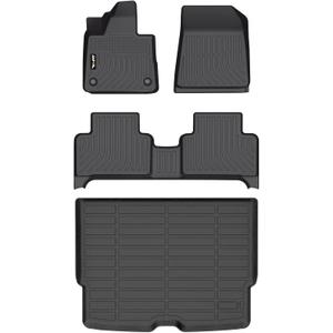 AIPOIL Floor Mats & Cargo Liner Set for 2025 Volvo EX30 All Weather Protection TPE Anti-Slip Automotive Full Set Custom Car Mats Accessories - Black