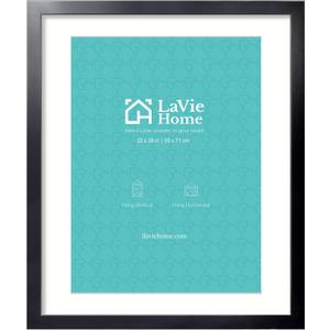 LaVie Home 22x28 Picture Frame Black Poster Frame,Display Pictures 18x24 with Mat or 22x28 Without Mat, Stable and Sturdy Frame and Polished Plexiglass, Horizontal and Vertical Format of The Walls