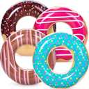 Sloosh 4 Pack Inflatable Pool Floats, Pool Tube Rings, Swim Tubes, Floaties Toys, Beach Swimming Party Toys for Kids and Adults