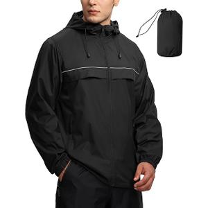 SWISSWELL Mens Waterproof Windbreaker Rain Jacket Lightweight Packable Raincoat with Hood for Golf Hiking Travel 2XL