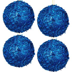 4 Pcs 4.7" Sequin Ornaments, Glitter Christmas Ball Ornaments, Sparkle Christmas Ornaments Christmas Ornaments Tree Decorations Blue Christmas Hanging Ball for Holiday Indoor Outdoor Decor