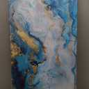 Abstract Wall Art Decor Teal Blue Marble Canvas Pictures for Wall Modern Abstract Watercolor Ink Lines Painting for Living Room Contemporary Abstract Art Print for Bedroom Home Office Decorations(20" x 40")