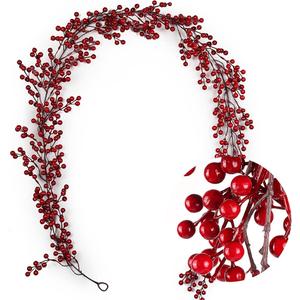 RECUTMS Red Berry Garland Christmas Decoration 5.9Ft Holiday Garland Artificial Berry Garlands with Bendable Stems Christmas Fireplace Decoration Banister(Red Berry)
