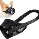 LUCKYPAW Dog Muzzle, Mesh Muzzle for Small Medium Dogs, Soft Mouth Cover to Prevent Biting Chewing, Drinkable Breathable Adjustable Puppy Poodle Dachshund (S, Black)