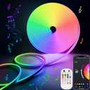 Lamomo RGB Neon LED Strip Lights, 16.4Ft Led Neon Rope Lights with App Remote Control, Music Sync, Indoor IP65, Waterproof, Flexible DIY Lights Design for Bedroom, Living, Gaming Room, Party Decor