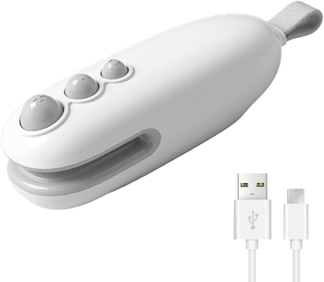 Rechargeable Mini Bag Sealer with Cutter and Magnet, Portable Heat Sealer for Plastic Bags and Snacks, White