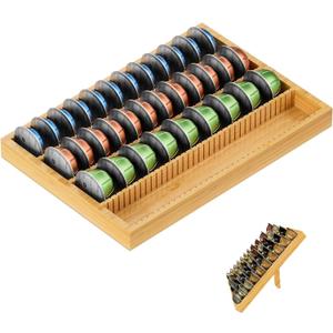 Bamboo Coffee Pod Storage Holder for Drawer Coffee Pods Organizer for Counter, Compatible with Capsules for Kitchen Coffee Station (Bamboo)