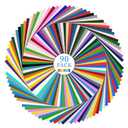 Huaxing Permanent Adhesive Vinyl Bundle - 90 Pack Vinyl Sheets (12x12, Glossy, Matte, Metallic) for Most Cutting Machines and Party Decoration, Sticker, Craft Cutter, Car Decal. (Multicolor)