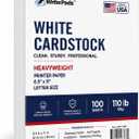 Kaisa White Cardstock 8.5 x 11”, 110LB/199GSM Heavyweight Card Stock, 100 Sheets, Thick Cardstock Printer Paper for Copy, Printing, Art Projects, Invitations, Made In USA (100, White-100)
