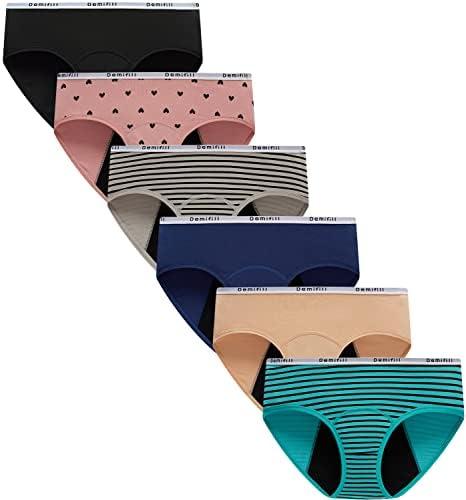 Demifill Teen Girls Period Panties Juniors First Period Starter Underwear Soft Briefs Pack of 6 Multipack Size Medium