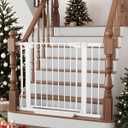 Cumbor 29.7-40.6" Baby Gate for Stairs, Mom's Choice Awards Winner-Dog Gate for Doorways, Pressure Mounted Auto-Close Pet Gates for Dogs Indoor, Safety Child Gate with Easy Walk Thru Door, White (30.5" Tall)