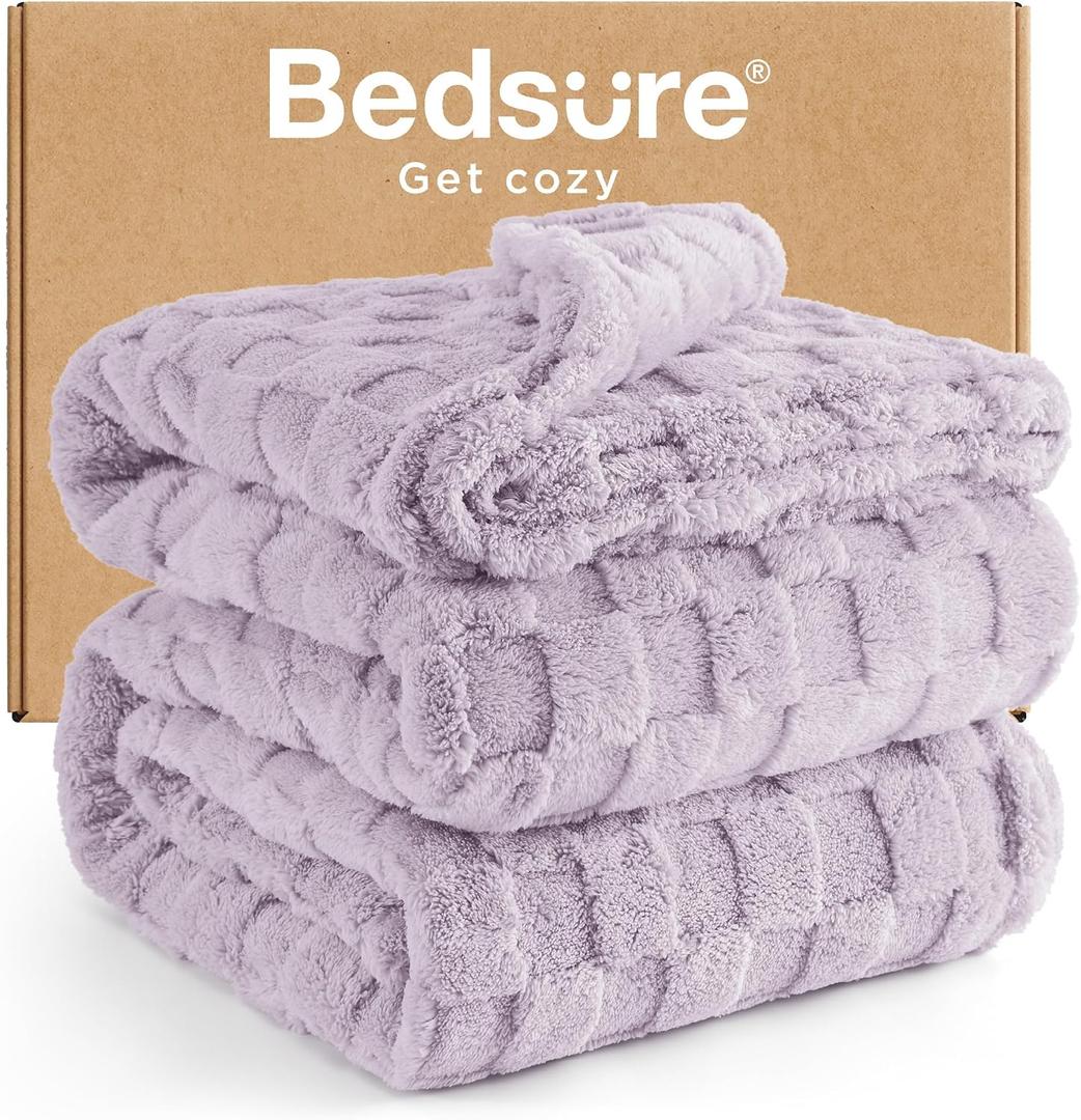 Bedsure GentleSoft Full Size Blankets for Bed - Super Soft Cozy Fleece Mothers Gifts Day Blanket, Large Fuzzy Throws for Bedroom Decor for Kids Girls, Lavender Fog 84x90 Inches
