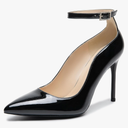 Women's Closed Toe Pointed Toe High Heels Pumps 4IN Stiletto Heels for Women Ankle Strap Dress Wedding Shoes 6.5