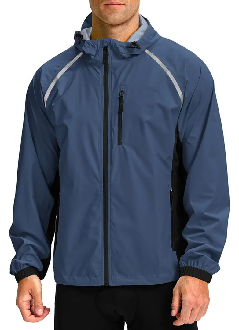 Bikewa Men's Cycling Rain Jackets Waterproof Running Bike Windbreaker Lightweight Packable Hooded Jacket, Small
