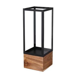 Bambeco 16 in Metal Lantern with Wood Base