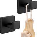 Robe Hook Bathroom Hardware Towel Hooks Matte Black Coat Hooks Heavy Duty Square Hanger Clothes Hooks for Bathroom Garage Wall Hooks SUS304 Stainless Steel Wall Mount 2 Pack