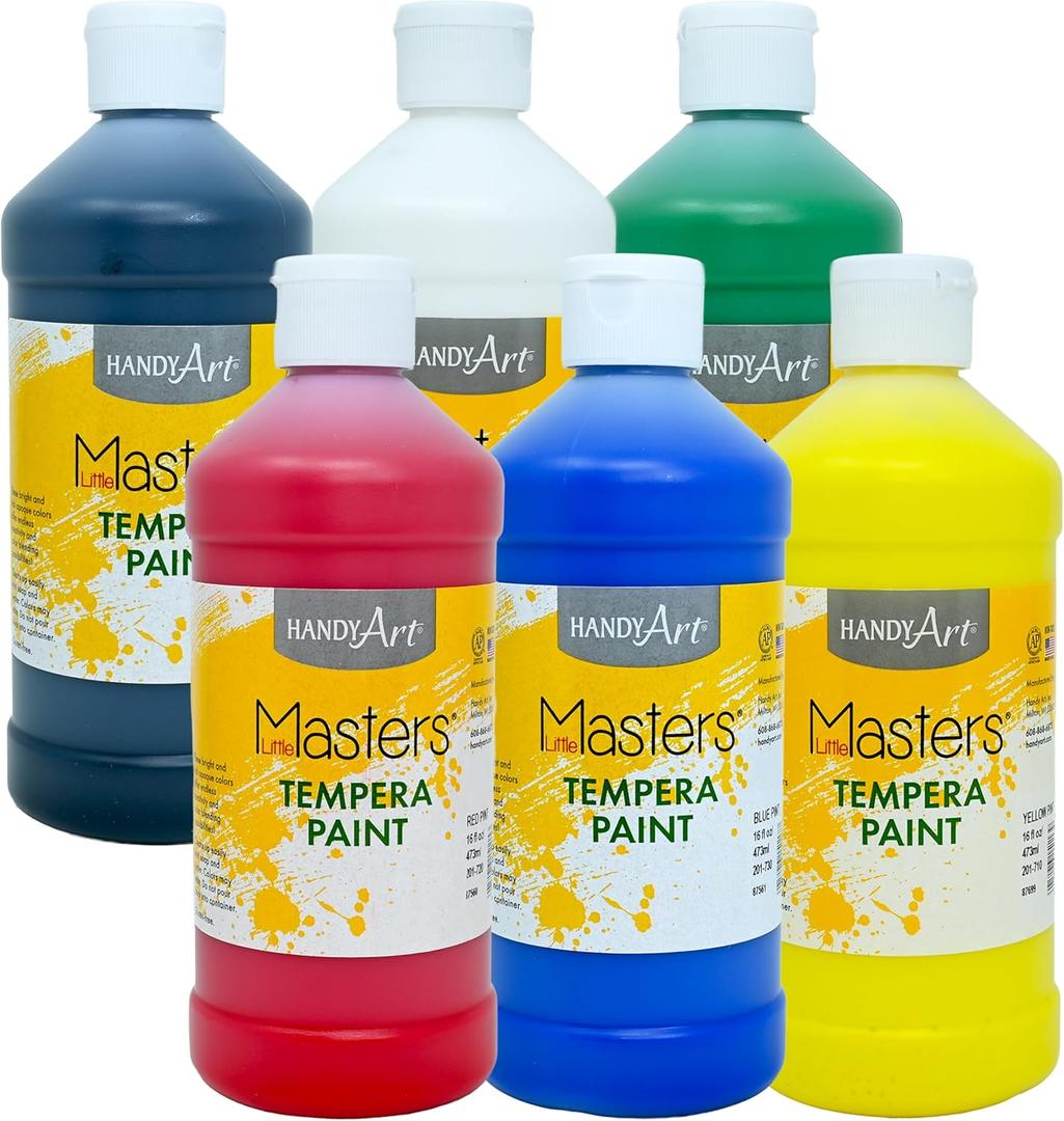 Handy Art Little Masters Tempera Paints Set, 16 oz, 1 Pound (Pack of 6)