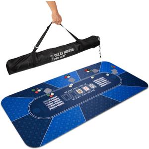GAMBLUXE 70"X35" / 47"X23" Professional Poker Mat for Table - Smooth Water Repellent Poker Top for Table Nonslip Portable Texas Hold'em Poker Mat + Carrying/Storage Bag for Poker Games, (Blue)