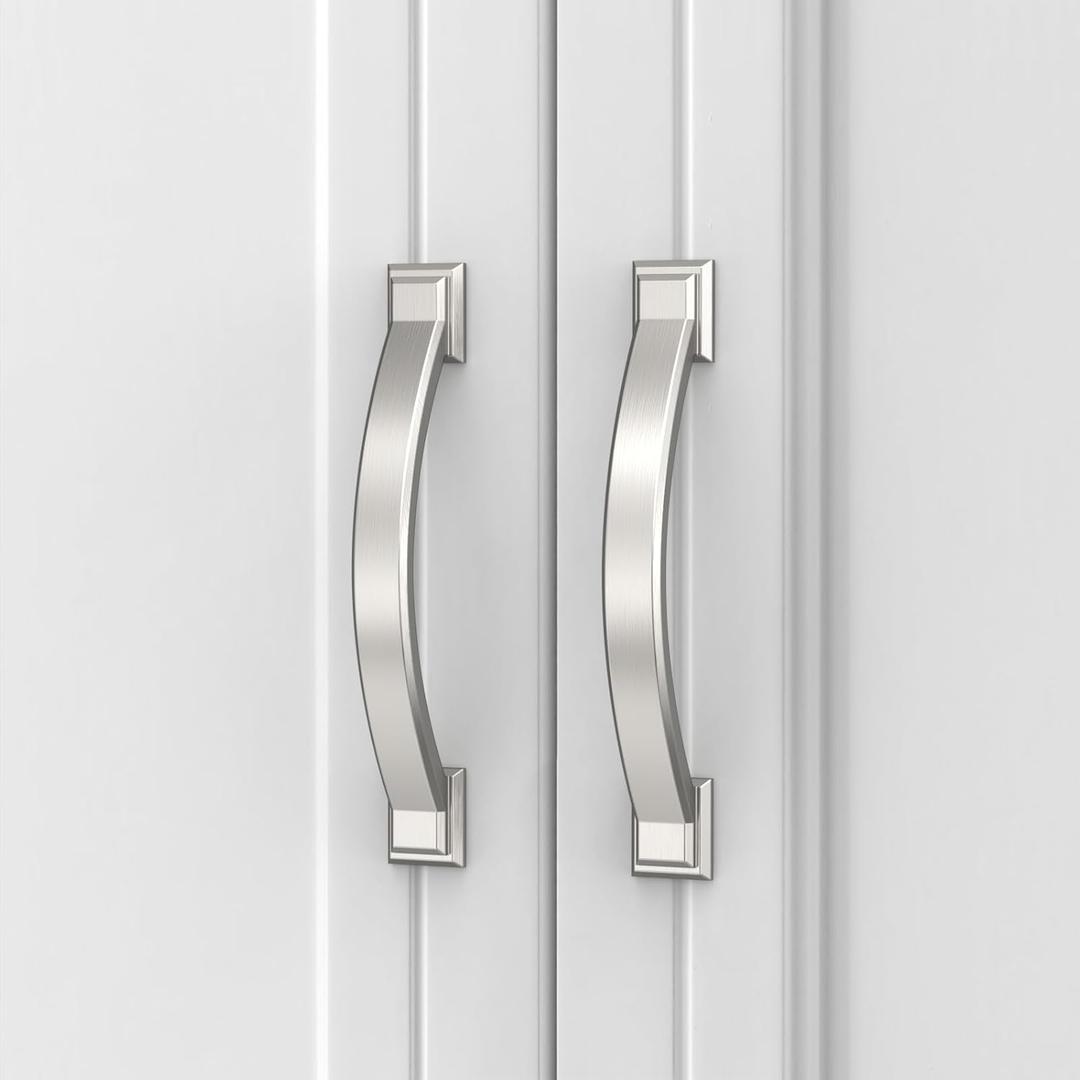 Asidrama 10 Pack 3.75 Inch(96mm) Brushed Satin Nickel Kitchen Cabinet Handles, Cabinet Pulls Kitchen Cabinet Hardware for Cupboard Drawer Pulls 3150