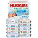 Huggies Natural Care Cucumber, Aloe and Vitamin E Baby Wipes, Hypoallergenic, Scented, 10 Flip-Top Packs (560 Wipes Total), 