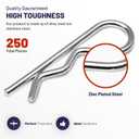 3 x Cotter Pins 250 Pcs r pins - Sturdy & Durable Alloy Steel - R- Shaped Heavy Duty Cotter Pin Assortment Kit in 6 Different Sizes - Perfect for Mechanics, Lawn Mowers, & RV Owners