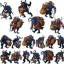 24 Pcs Wood Christmas Ornaments Krampus Horror Hanging Ornament with Rope Folklore Christmas Tree Ornaments for Xmas Halloween Holiday Xmas Tree Party Decoration