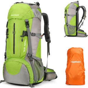 King'sGuard 70L Hiking Backpack with Rain Cover Lightweight Travel Backpack Waterproof Camping Backpack (Green)