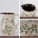 Vintage Green and Beige Vase with Handel,Retro Ice Cracked Ceramic Vases,Rustic Large Chinoiserie Floral Pitcher Vases for Living Room Bookshelf Home Office Dcor 8.2" (GB-03)