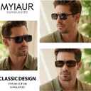 Myiaur Clip on Sunglasses Wear Over Glasses for Men Women Polarized Flip Up Glasses UV400 Protection Metal Frame (A03 Gold Grey)
