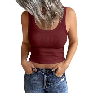 EADINVE Women Scoop Neck Ribbed Crop Tank Tops Summer Basic Sleeveless Slim Fit Cropped Tops 2025