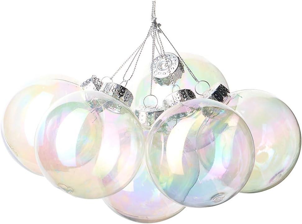 12Pcs 3.15inch Transparent Iridescent Shatterproof Plastic Ball Ornaments, Suitable for DIY Crafts Gift, Elegant Homes or Festival Displays,Weddings Birthday Party and Christmas Decorations