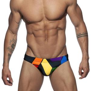 Men's Bikini Swimwear Sexy Low Rise Swimming Briefs with Adjustable Drawstring (Black, L)
