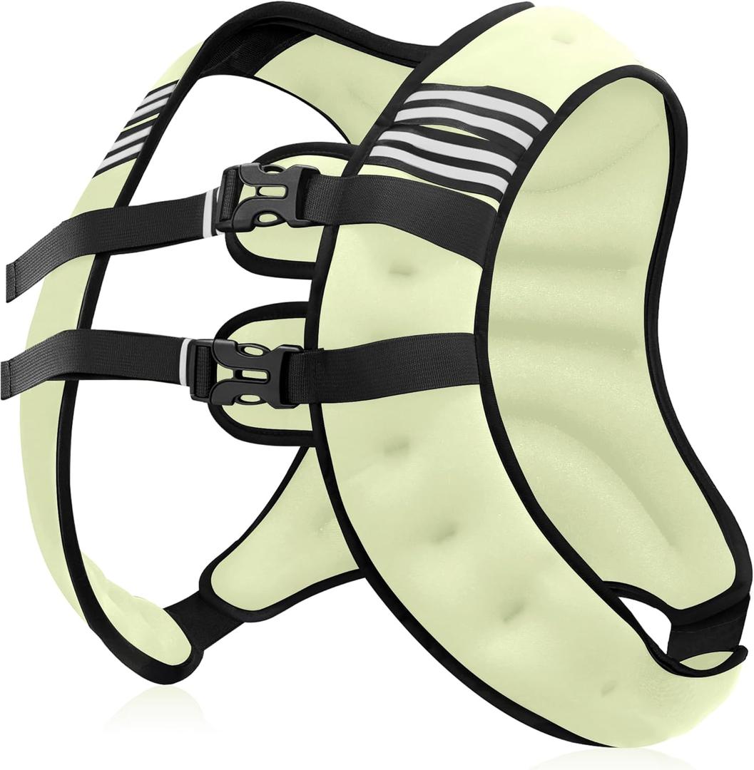 NATURELUX Weighted Vest with Reflective Stripe and Adjustable Buckle Straps, Pale Green, 20 lbs