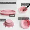 Makeup Brush Bag, PU Leather Makeup Brush Organizer, 16 Slots Portable Makeup Brush Pouch, Travel Mesh Cosmetic Bag With Foldable Makeup Brush Cleaner Bowl