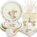 Easter Paper Plates and Napkins-168PCS Easter Dinnerware Bunny Party Supplies includes Paper Plates and Napkins Disposable Serve 24 for Baby Shower Spring Picnic Birthday Party Decorations (9 inch/7 inch)